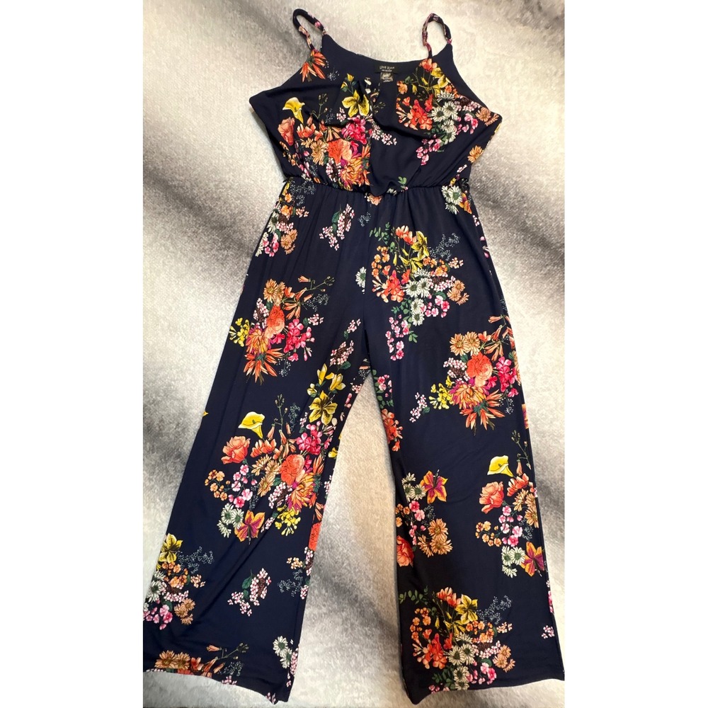 (A9) Love Ryan Los Angeles Floral Wide Leg Jumpsuit Navy Blue XL SD5146-7M097